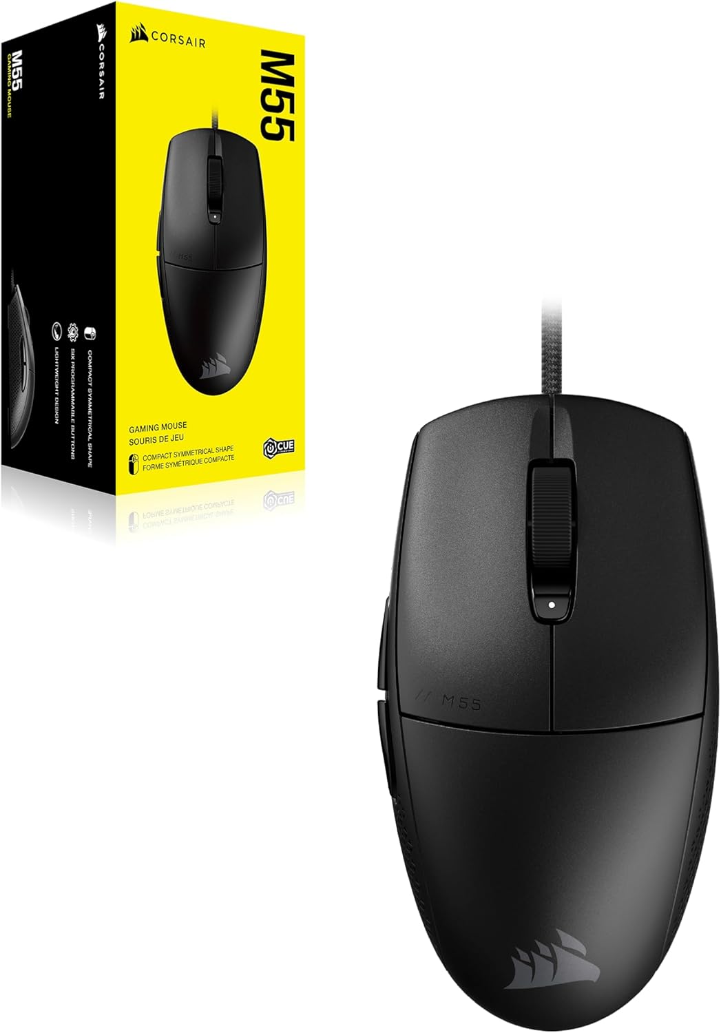 Corsair M55 Leichte FPS-Gaming-Maus mit Kabel – 16.000 DPI – Sechs Programmierbare Schaltflächen – T