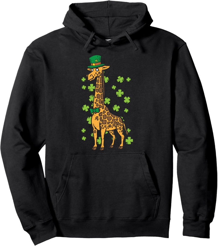 Irish Leprechaun Giraffe Shamrock St Patrick Day Animal Gift Pullover Hoodie