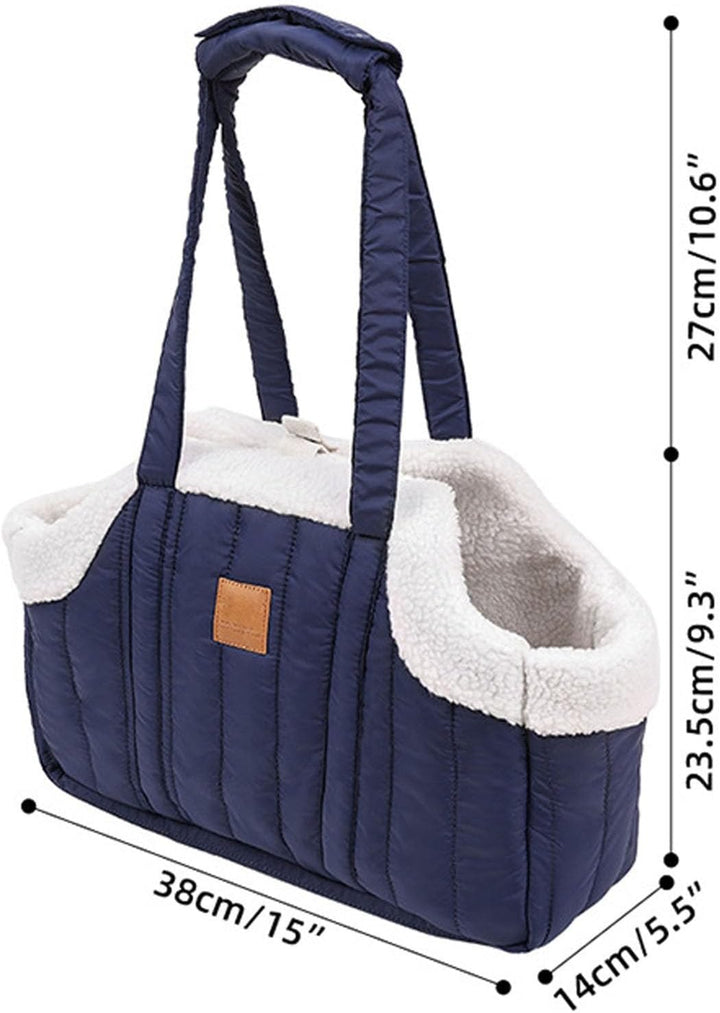 Kleine Hundetragetasche aus Winterfleece, warme Hundetragetasche mit sicherem Geschirr-Clip Grossen
