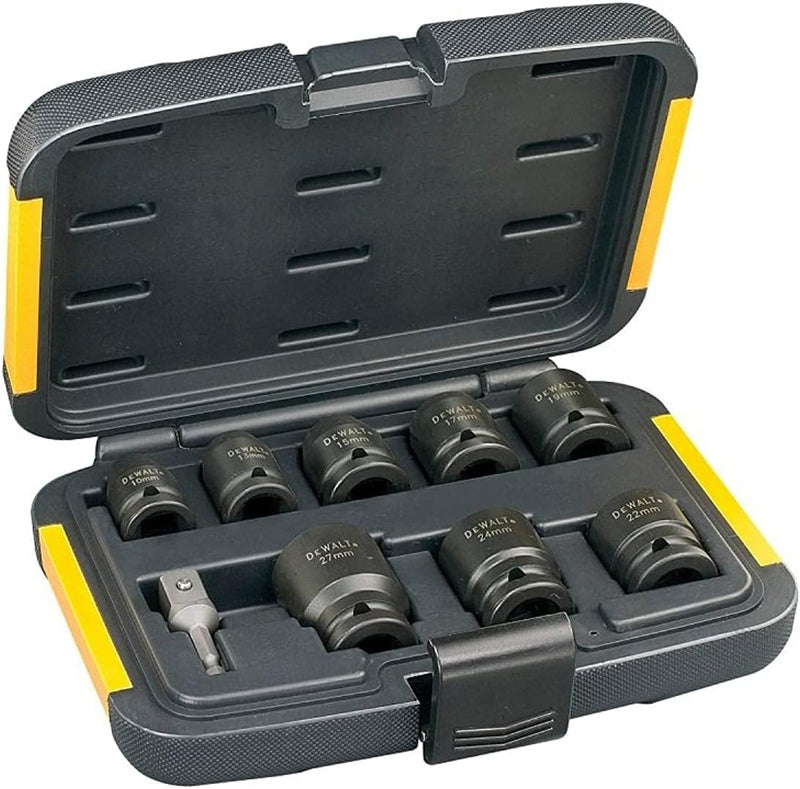 Dewalt Extreme Impact Steckschlüssel-Set für Schlagschrauber DT7507 (9-teilig, inkl. 1/4" zu 1/2" Ad