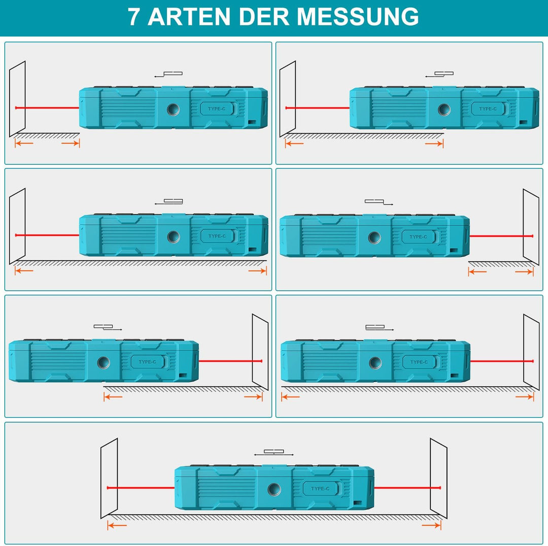 Kiprim 120m Dual Laser Entfernungsmesser DR120 mit Bidirektionaler Laserausstrahlung, Vertikaler Las