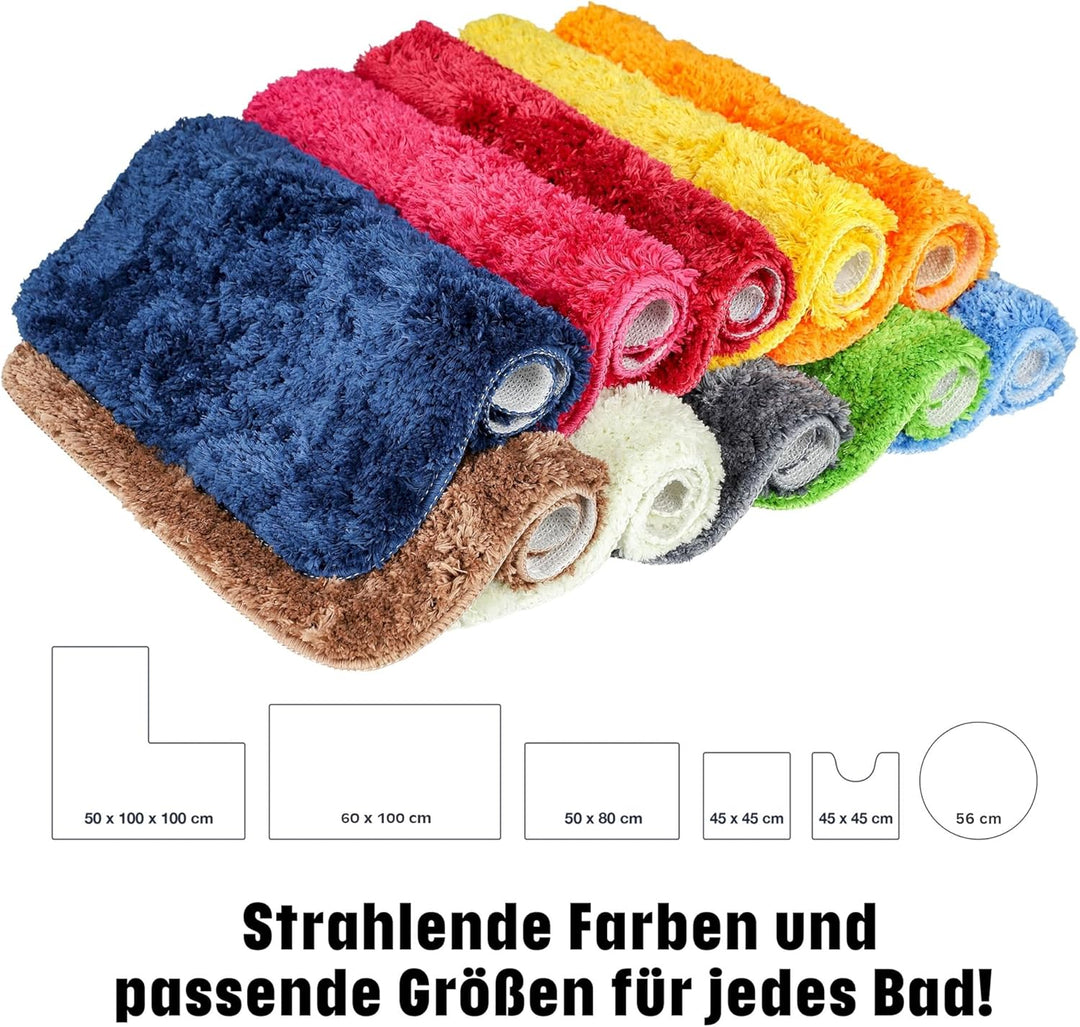 WohnDirect Badezimmerteppich 60x100 cm Creme – Badematte Flauschig & rutschfest, Saugstarker Badvorl