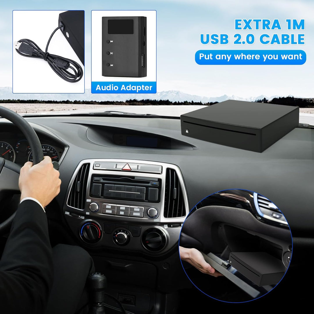 Lnopever CD Player Auto USB Anschluss,USB 2.0-Schnittstelle Autoradio CD/DVD Dish Box Player Externe