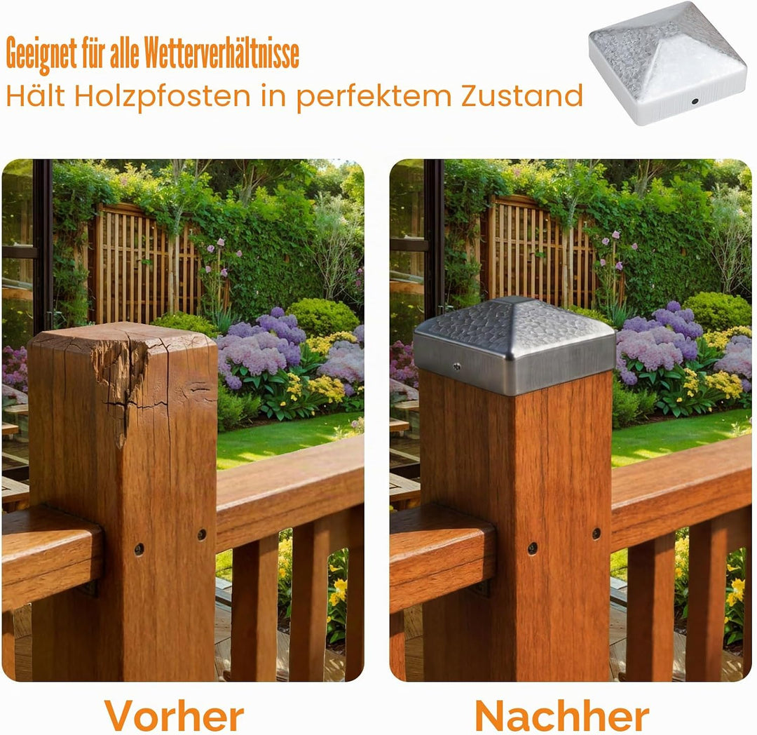 8 Stk Pfostenkappe 7x7cm,Zaunpfosten Kappen,Bodenhülsen für Holzpfosten 7x7cm, Zaun Abdeckkappen,Pfo