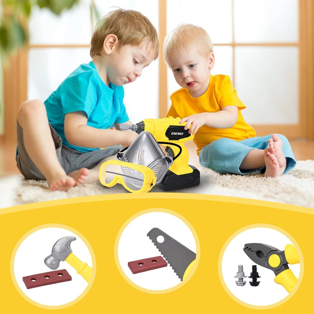 Werkzeugkoffer Kinder 83Stk,Spielzeug Bohrmaschine,werkzeugkoffer Kinder ab 3 Jahre, Geburtstag Weih