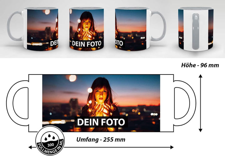 Foto-Tasse zum selbst gestalten mit Foto und Text/mit individuellen Druck in Profiqualität/Personali