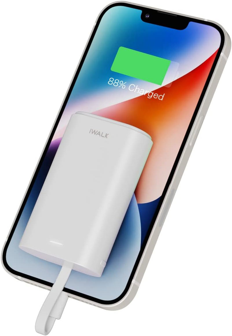 iWALK Klein Power Bank 9000mAh, Tragbares Externes Ladegerät mit Integrierte Kabel Mini Fast Charge