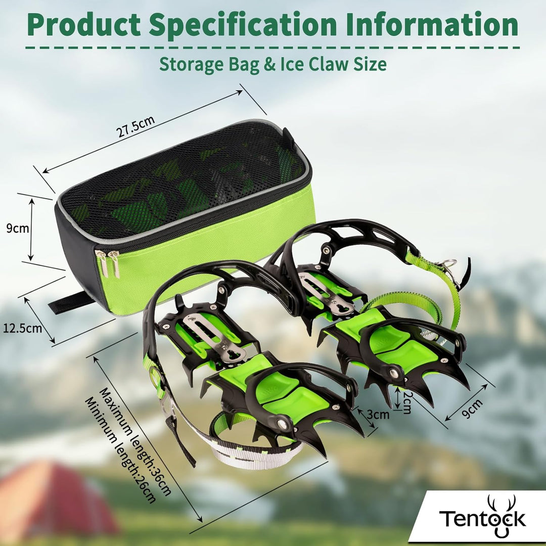 Tentock Steigeisen für Bergschuhe, Edelstahl Schuhspikes Crampons Anti-rutsch Eisklampe Steigeisen m