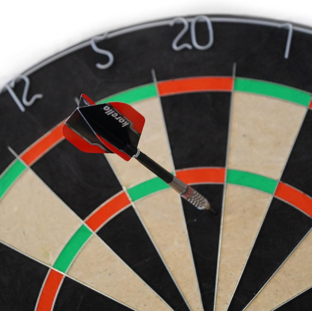 Karella Dartscheibe BullOut Steeldarts Set inkl. 6 Darts, Profi Turnier Dartboard ⌀ 45 cm, klammerfr