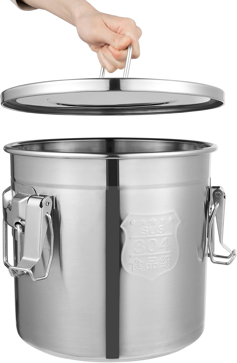 Apriltop 12L 304 Edelstahl Luftdichter Kanister,5-10kg Lebensmittel Vorratsbehälter mit Deckel und V