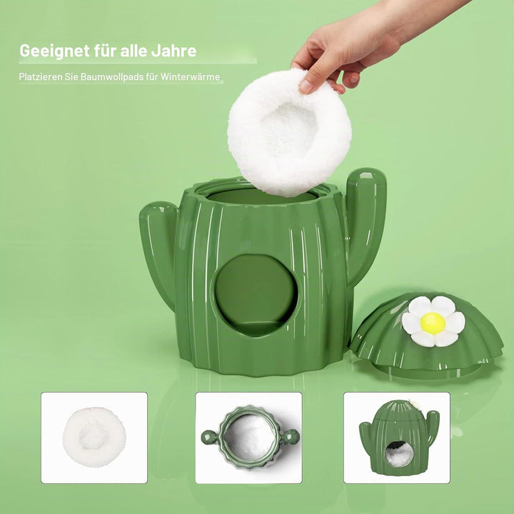 BUCATSTATE Keramikhaus für Hamster, Kaubares Versteck Tunnel in Kaktusform Grossen Eingängen, Kühles