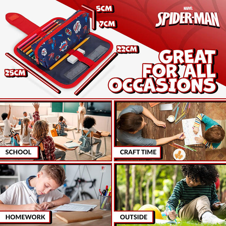 Marvel Spiderman Federtasche Junge Gefüllt, Mehrere Fächer, Federmäppchen Aesthetic, Mäppchen mit In