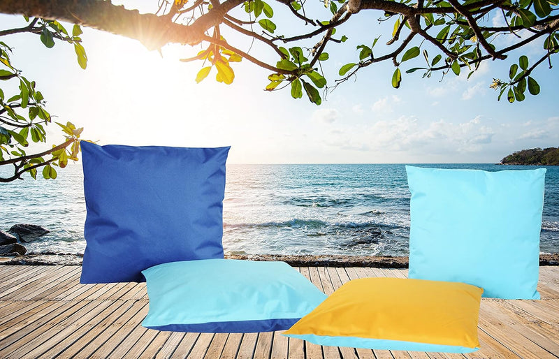 JACK 4X 2-farbiges Wende Outdoor Lounge Kissen 45x45cm Dekokissen inkl. Füllung Wasserfest Sitzkisse
