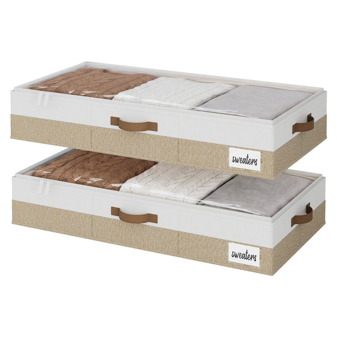 StorageWorks Unterbett Aufbewahrung, grosse Unterbett Aufbewahrungsbox mit Deckel Stoff, faltbare Un