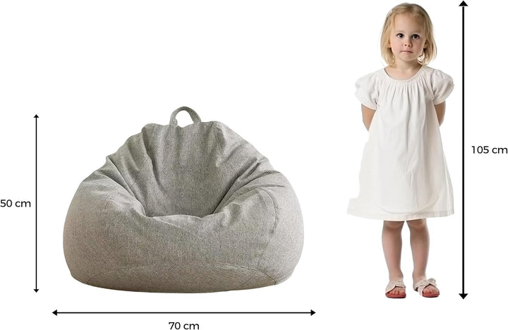 AD.CON Sitzsack mit ECO Füllung Puff Relax-Sessel Sitzkissen Bodenkissen Bean Bag 70x80x50 Hellgrau
