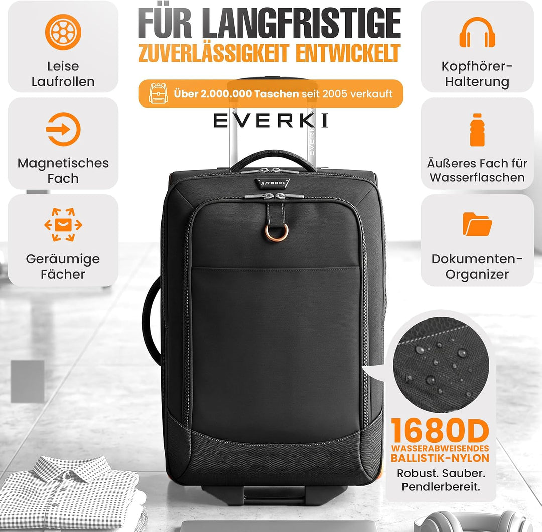 Everki EKB420 Laptop Trolley mit anpassbarem Fach für Notebooks von 15" bis 18,4" (38,1-46,8 cm), Sc
