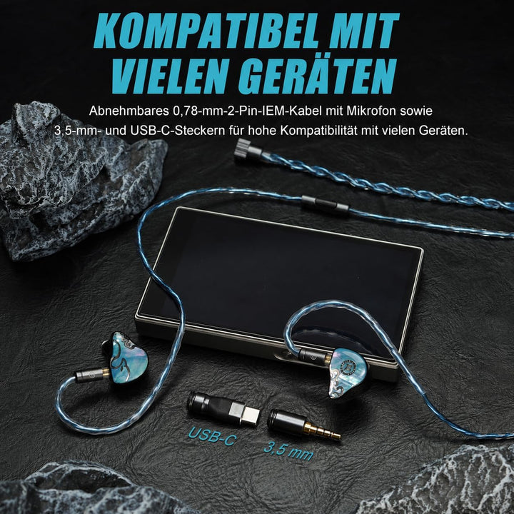 JUZEAR Defiant Game Fidelity Edition Gaming-IEM, 1DD+3BA, 3,5mm/USB-C | Klare Ortung, Kabelmikrofon
