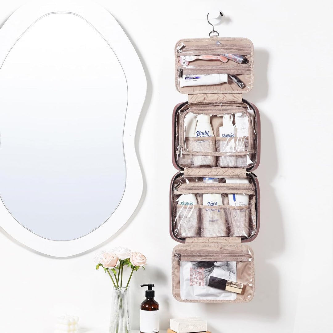 NISHEL Reise-Kulturbeutel für Damen, tragbarer Hängeorganizer für Shampoos, Conditioner, Pinsel-Set