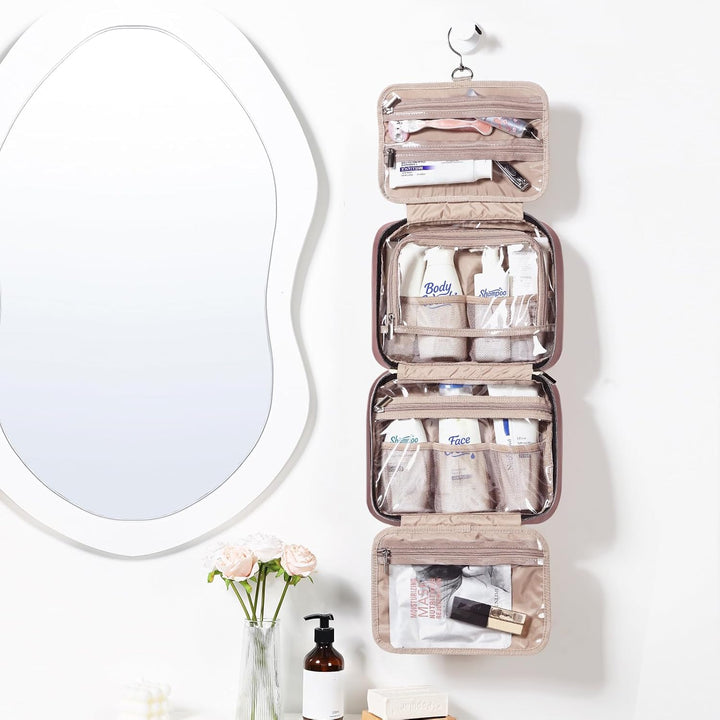 NISHEL Reise-Kulturbeutel für Damen, tragbarer Hängeorganizer für Shampoos, Conditioner, Pinsel-Set
