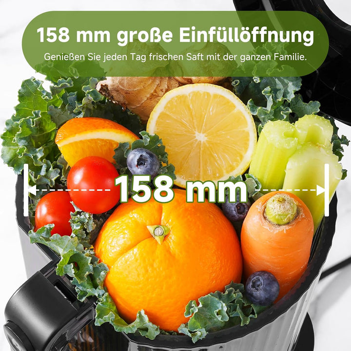 AMZCHEF Entsafter - Slow Juicer mit 158MM grosse und Grössere Einfüllschacht für Ganze Obst und Gemü