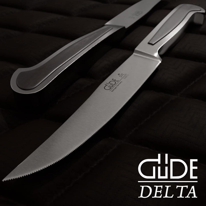 GÜDE Solingen - Porterhousesteakmesser Gezahnt geschmiedet, 12 cm, Grenadill, DELTA, Handmade German