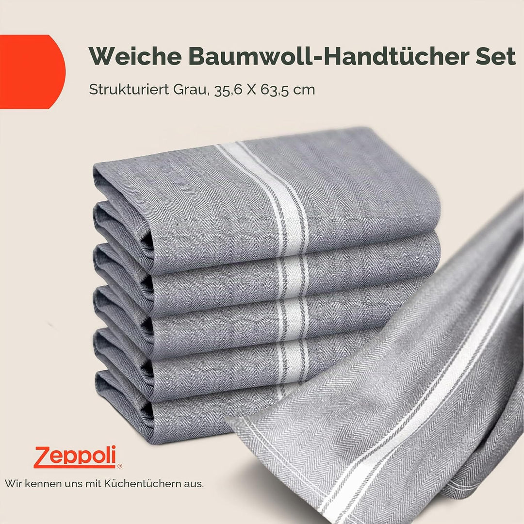 Zeppoli Klassische Küchentücher, 100% natürliche Baumwolle, Wiederverwendbare Waschlappen, saugfähig