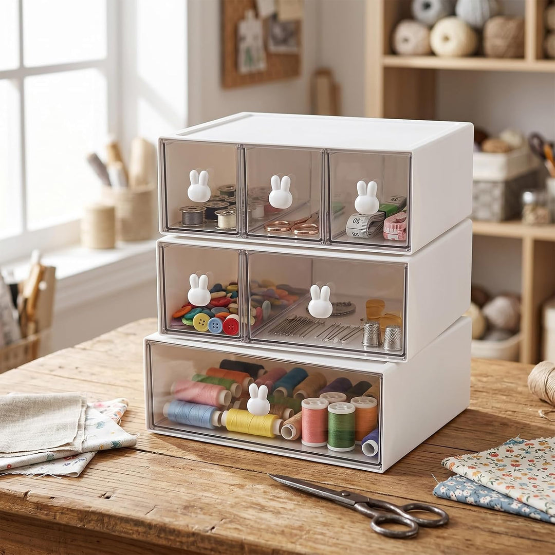 3-teilig Tee Organizer, 23x17x8cm Weiss Kunststoff mit Schubladen Schubladen Box Teebox, Teebeutel A