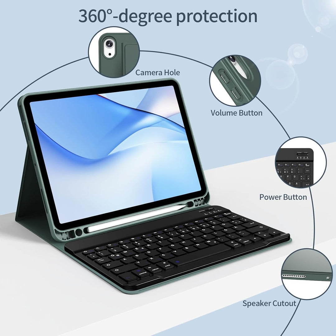 Hülle mit Tastatur für iPad Air 11 Zoll M3/M2, iPad Air 7 6 5 4 (2025/2024/2022/2020) 10,9 Zoll, Sof
