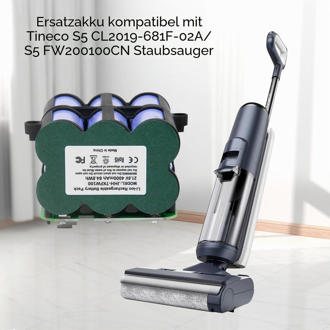 4000mAh Akku kompatibel mit Tineco Floor ONE S5 PRO 2/S5 Smart/ S5 Steam Zubehör Staubsauger Home Cl