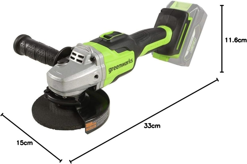 Greenworks Tools GD24AG Akku Winkelschleifer 125 mm Schneidemesser, 10500rpm, Links- oder Rechtshänd