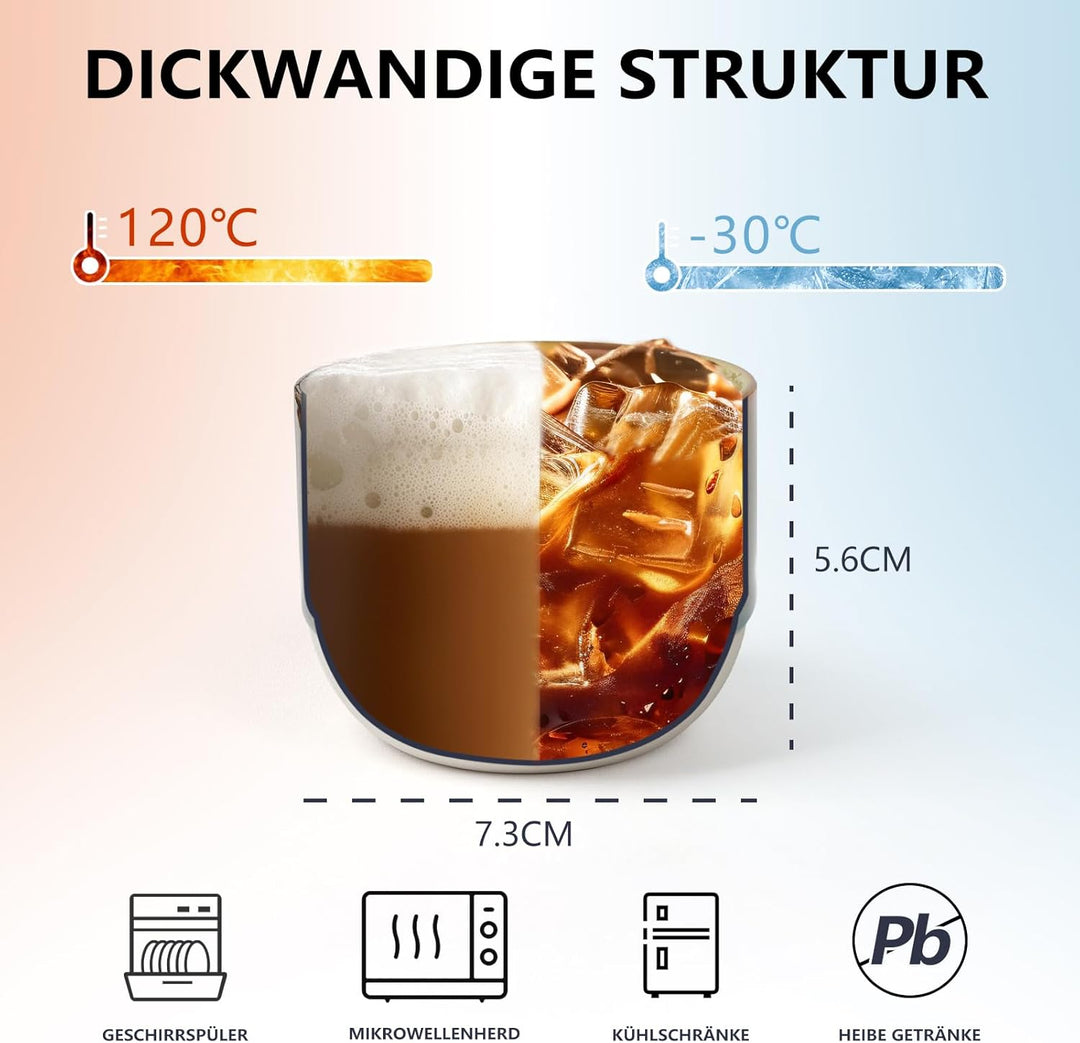 NOVAJOY | Espressotassen Set | 4-teilig | 140 ml | Mini-Espressotasse - Handgefertigt dickwandigem |