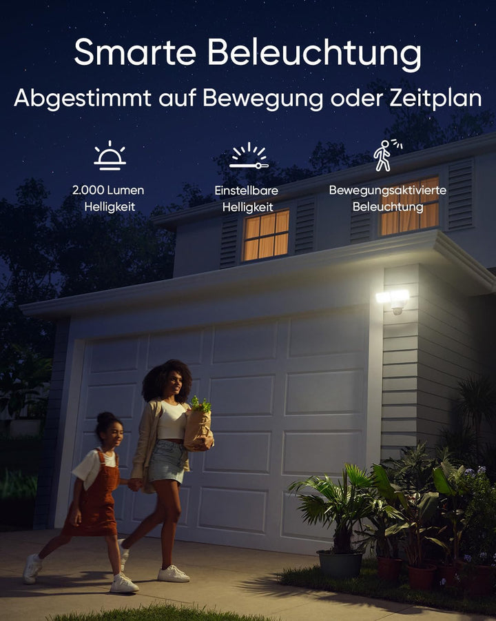 eufy Security Floodlight Camera E340, 360° Schwenk- & Neigefunkt., 24/7 Aufnahme, Dual-Band Wi-Fi, 2