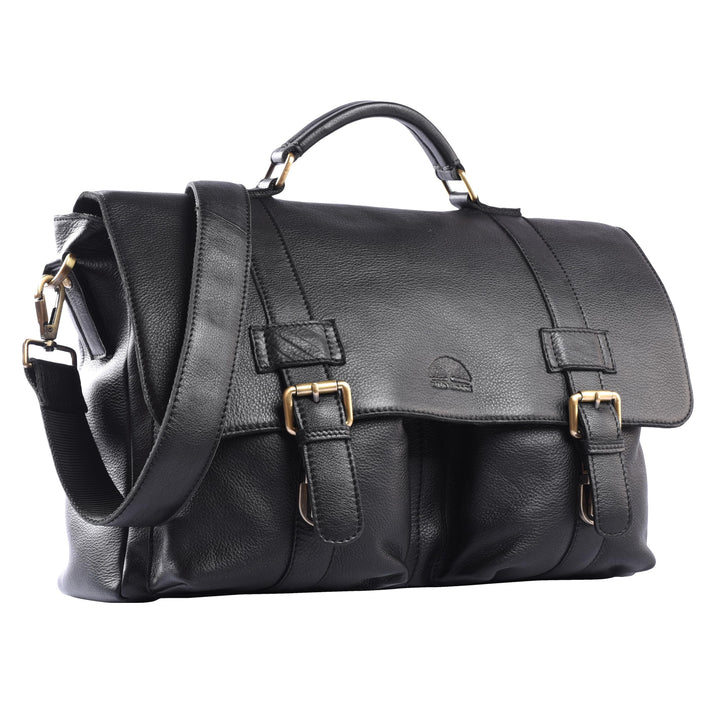 WILD WOODS | XL Aktentasche aus Echtleder | 15,6 Zoll Laptopfach | Ledertasche zum Umhängen mit vers