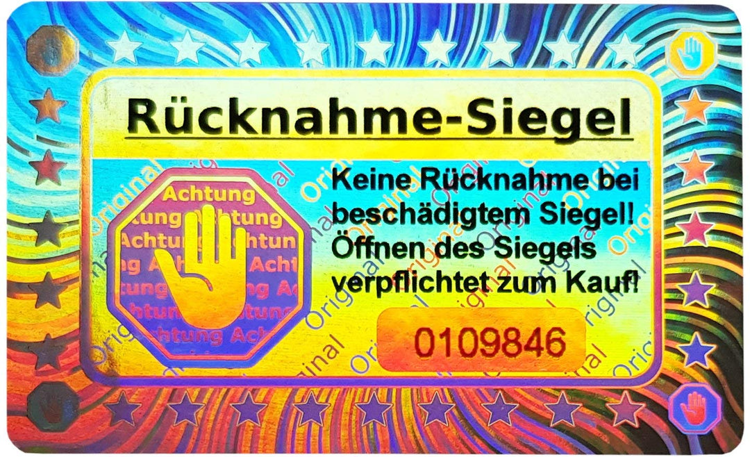 1000 Stk - 3D Hologramm-Siegel mit Seriennummer - 40 * 25mm silber glänzend - Rücknahmesiegel, Siche