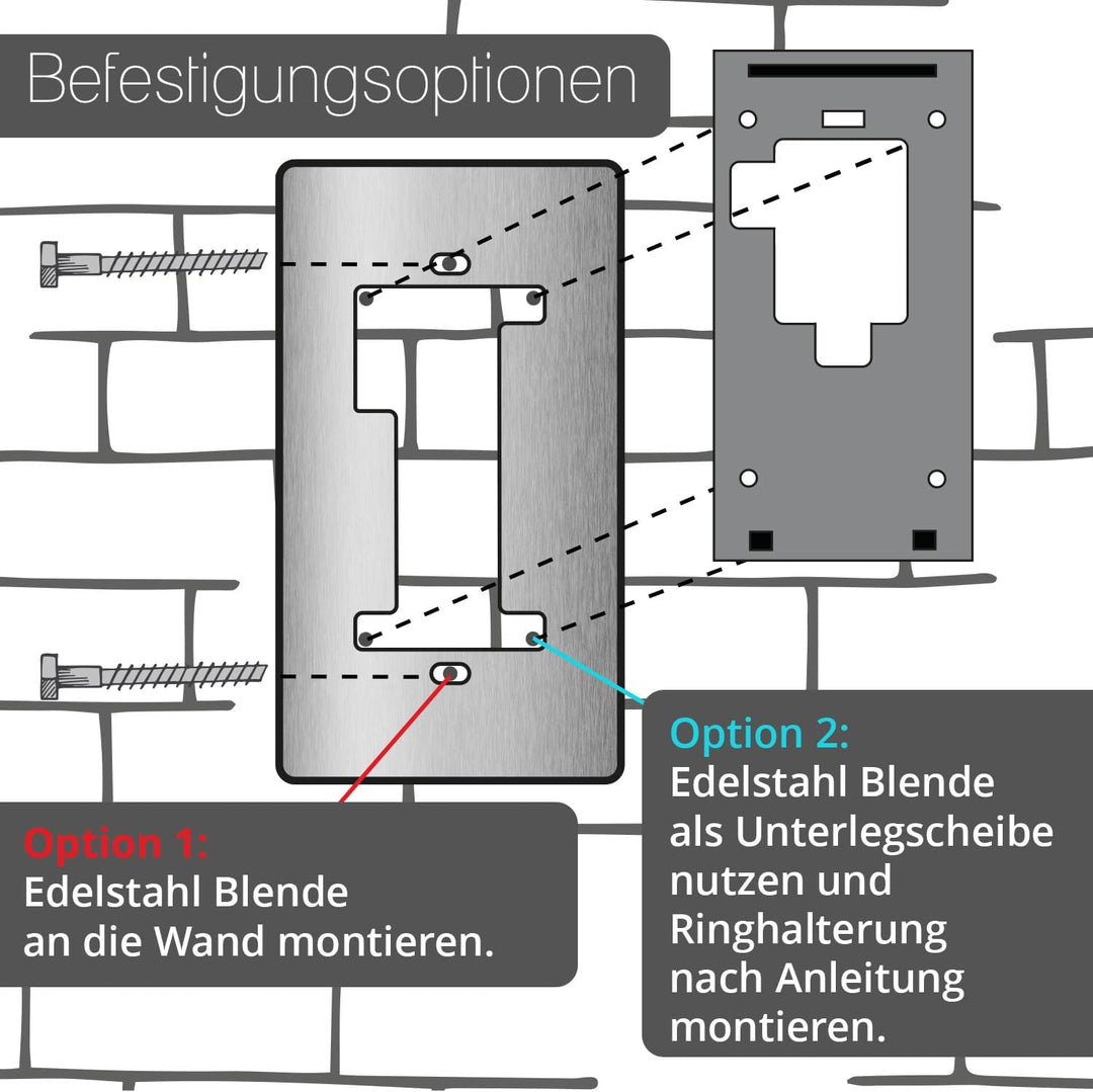 iSecur Blende passend für Ring Akku-Videotürklingel aus Edelstahl I Video-Doorbell 2. Gen 3 Plus 4 (