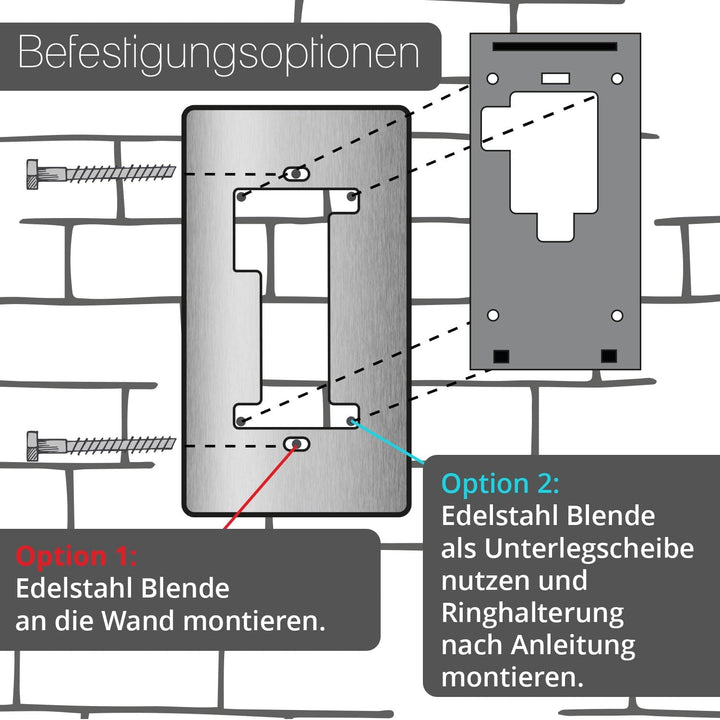 iSecur Blende passend für Ring Akku-Videotürklingel aus Edelstahl I Video-Doorbell 2. Gen 3 Plus 4 (