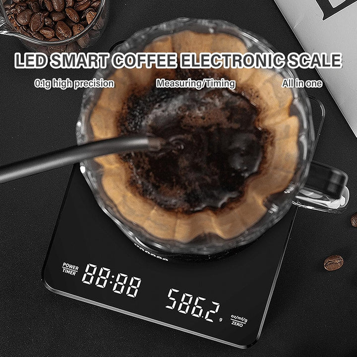 Wiederaufladbare Coffee Scale Espresso Waage Digitale Kaffeewaage mit Timer Multifunktionale Küchenw