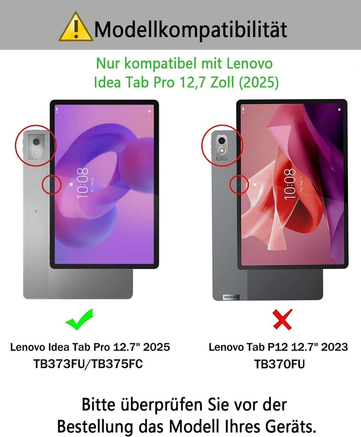 für Lenovo Idea Tab Pro 12.7 Zoll (2025) Hülle mit Kabelloses Bluetooth Deutsch (QWERTZ) Beleuchtete