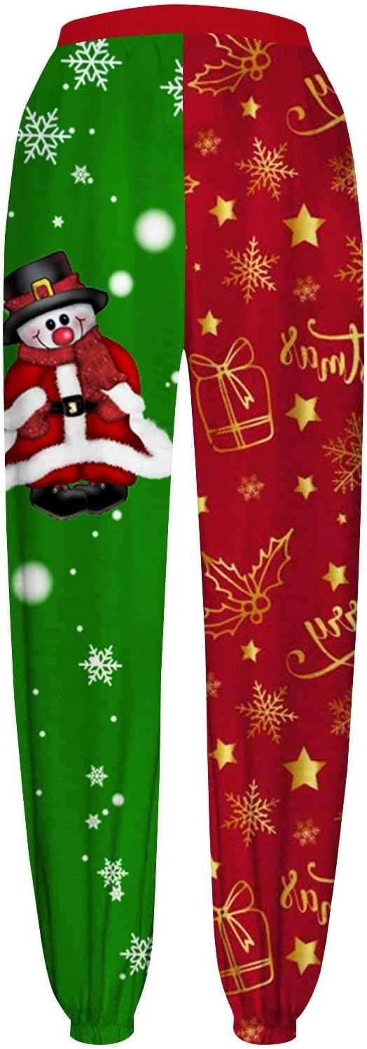 Generic Damen Jogginghose Lang High Waist Weihnachts Drucken Trainingshose Sweathose Frauen Kordelzu