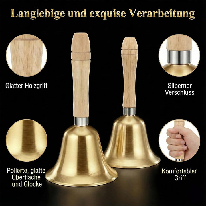 2er Set Hochwertiges Lauter Metallhandglocken Aus Messing Ideal für Festliche Anlässe Meditation Yog