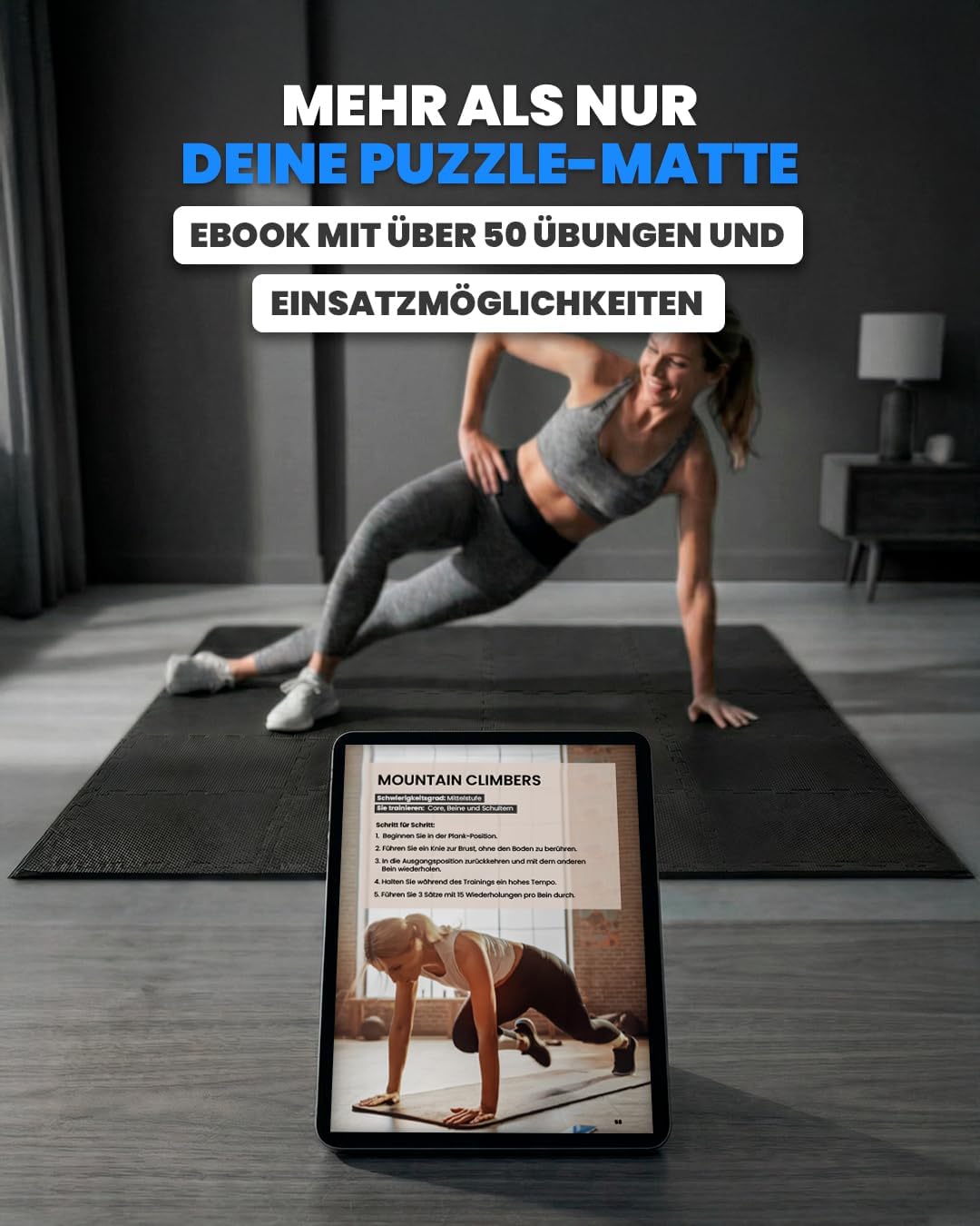 unycos - Bodenschutzmatte Set【12/20/28 Teile】Puzzlematte 30x30 cm, Rutschfeste Schutzmatten per Fitn