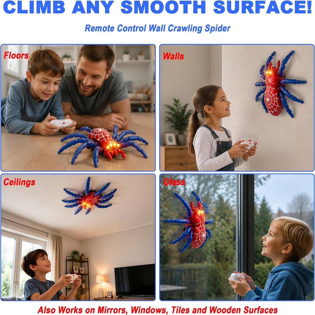 Ferngesteuerte Kletterspinne RC Spinne Wiederaufladbar mit LED Augen 360° Drehung Krabbelt an Wand D