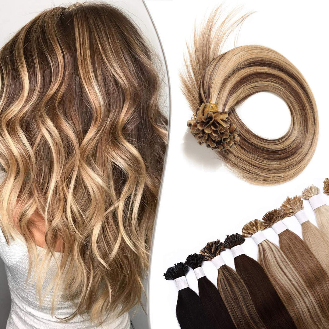 SEGO Bondings Extensions Echthaar 0.5g/Strähnen Haarverlängerung Keratin U-Tip Glue 100 Strähnen 100