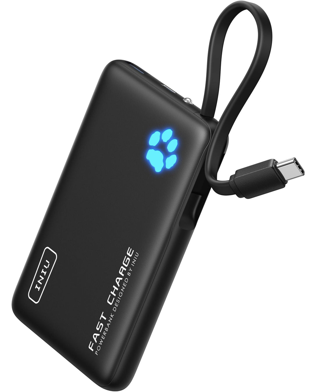 INIU 45W Power Bank, Mini-Grösse 10000mAh PowerBank mit Integriertem USB-C Kabel, Schnellladen Exter