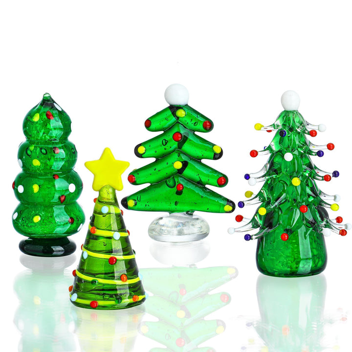 HDCRYSTALGIFTS Weihnachtsbaumfiguren-Set aus geblasenem Glas, Sammlerstück, Kunst, Glasstatue, Urlau