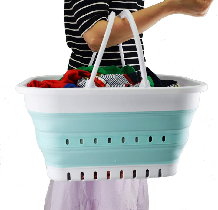 SAMMART 19L zusammenklappbare Wanne mit Griff – tragbarer Outdoor-Picknickkorb/Krater – Faltbare Ein