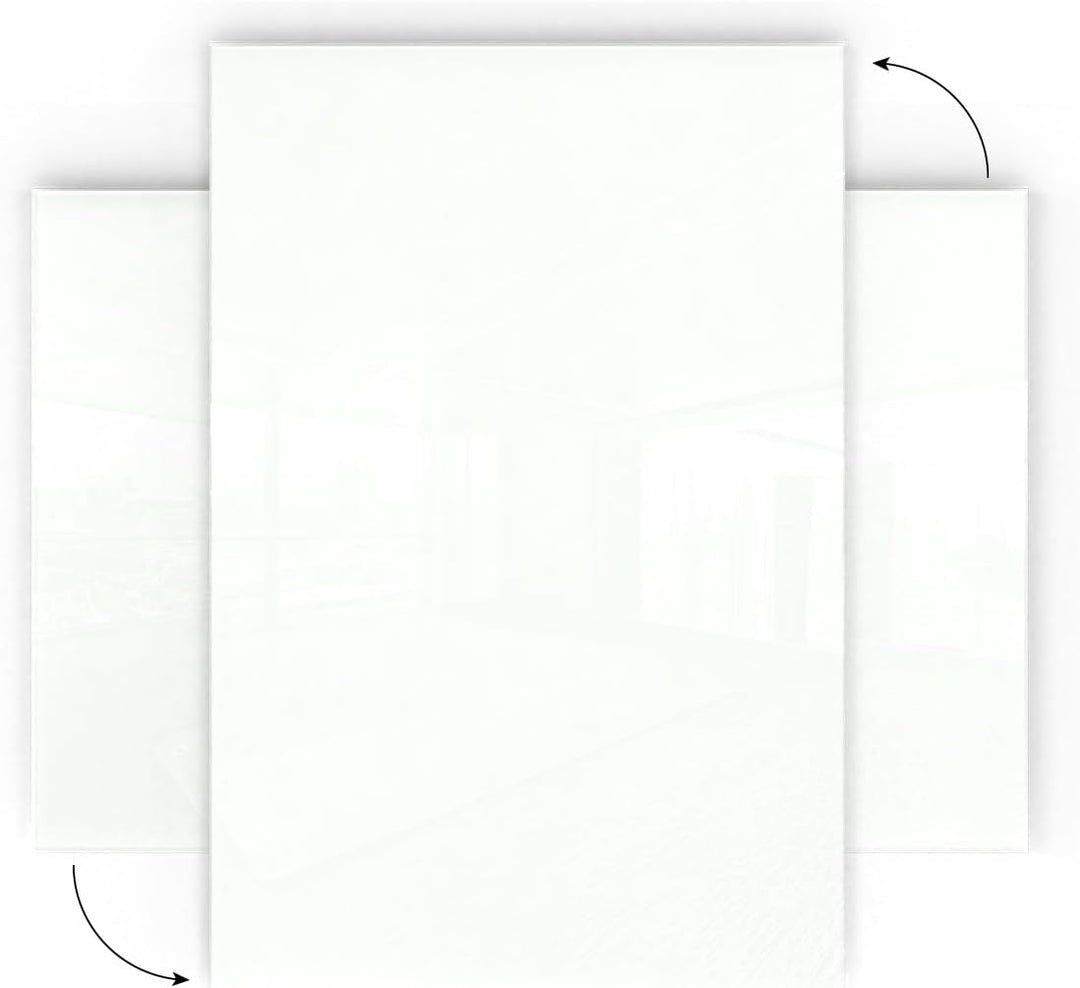 ALLboards Glasboard Magnetisch Weiss 60x40cm, Rahmenlos, Glastafel, Magnettafel, Gehärtetes Glas, We