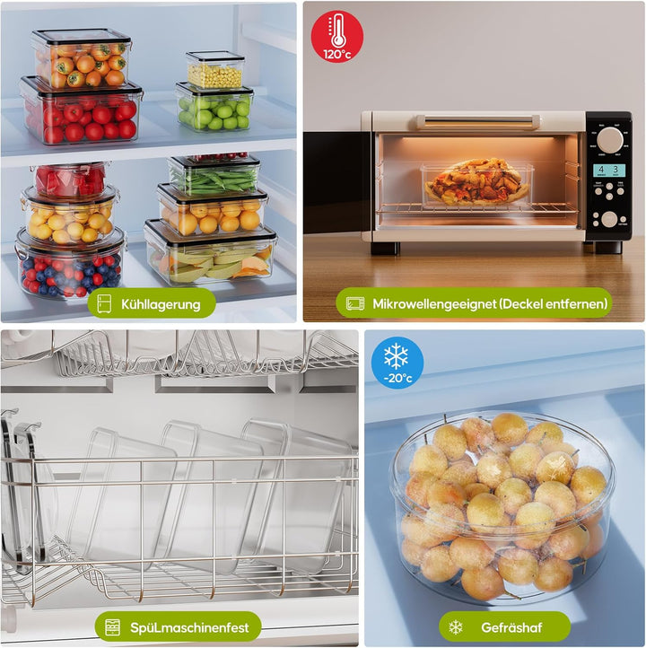 Wwtop 42er Frischhaltedosen mit Deckel, Vorratsdosen Set (21 Behälter + 21 Deckel), Meal Prep Boxen,