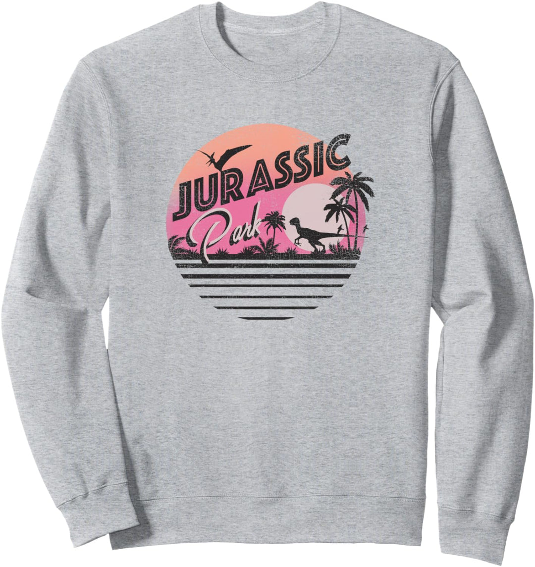 Jurassic Park Neon Sunset Retro Style Logo Sweatshirt