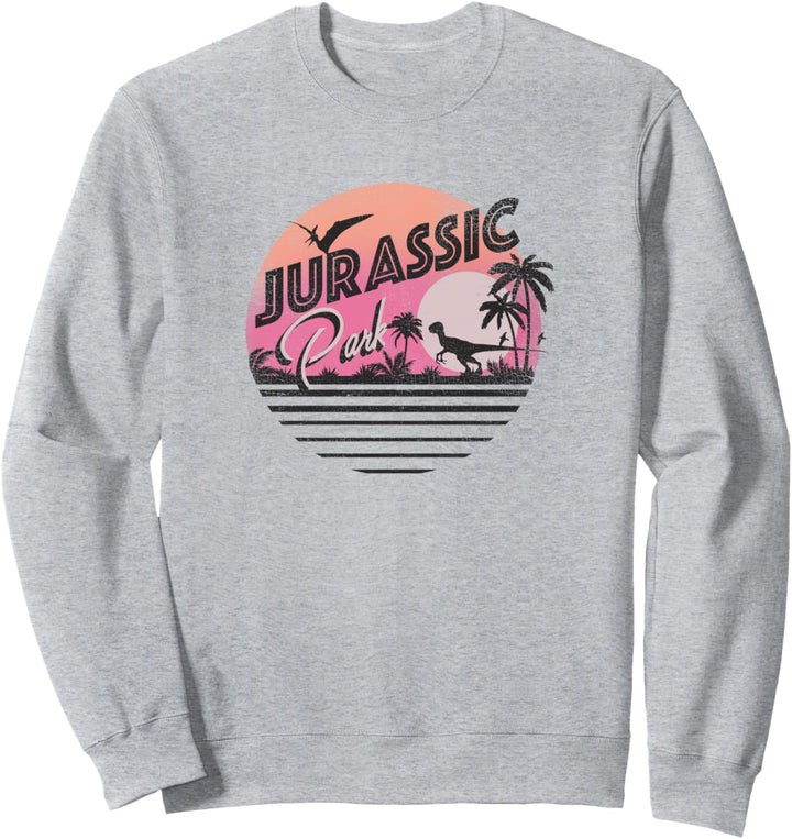 Jurassic Park Neon Sunset Retro Style Logo Sweatshirt